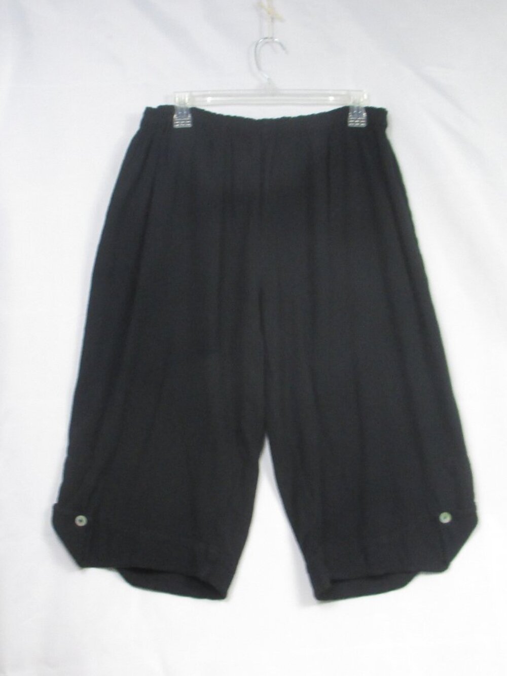 Oh My Gauze Sammy Cropped Pants Women 3 Black Pull on High Rise Elastic Waist
